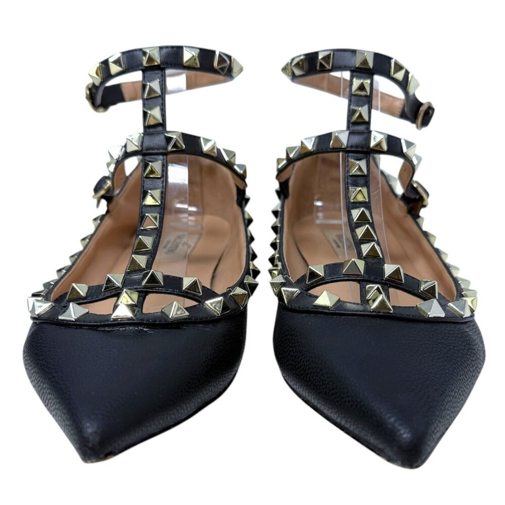 Valentino Black Studded T strap flats - Picture 3 of 10
